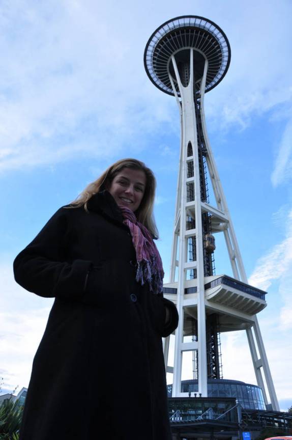 Visitando a Space Needle, no estado de Washington, costa oeste dos Estados Unidos